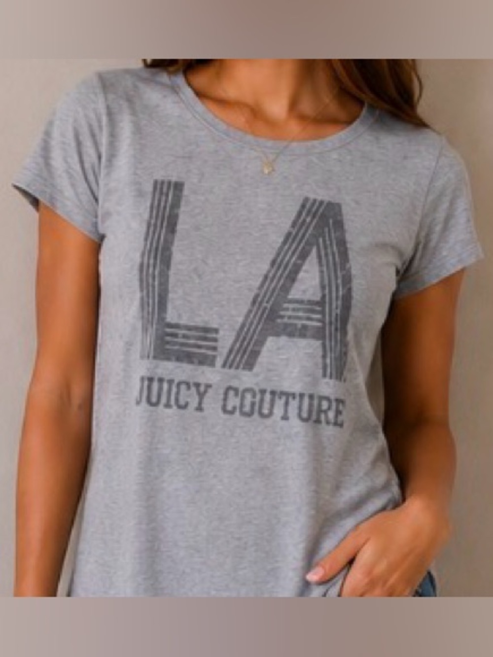 Vintage Juicy Couture Shirt Tshirt Top Gray Short Sleeve Y2K LA Los Angeles